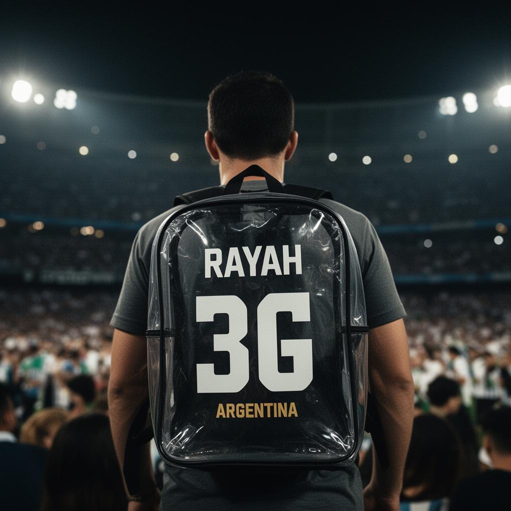 ARG fan wearing Clear Stadium Backpack