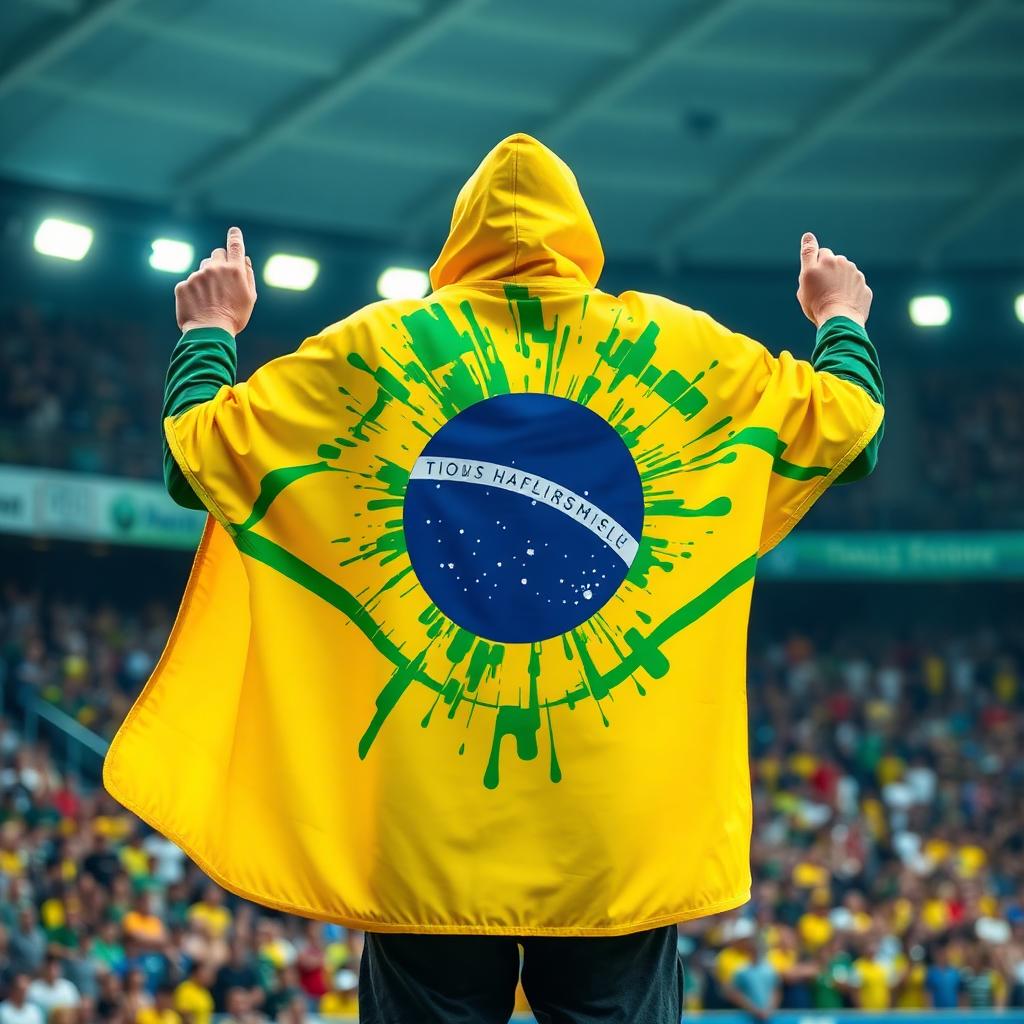 BRA fan wearing Sleeve Cape