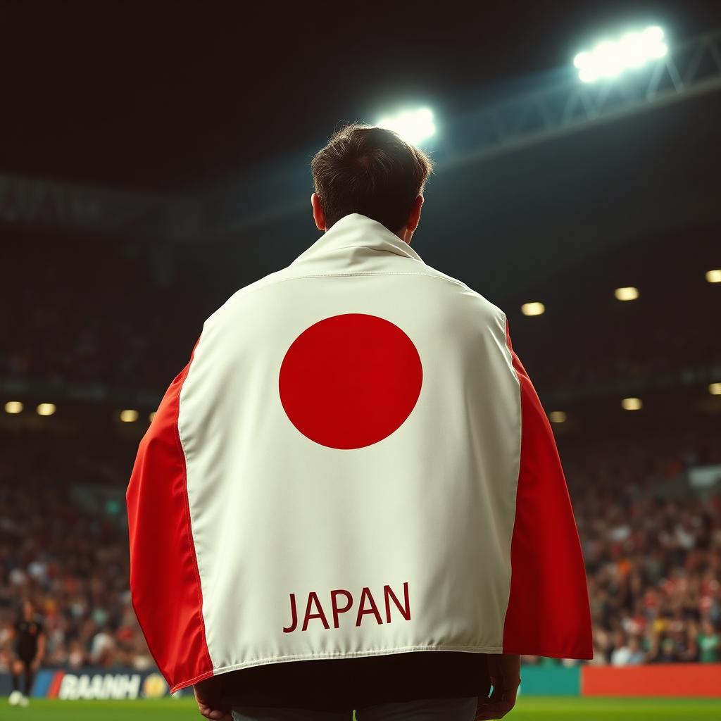 JPN fan wearing Sleeve Cape